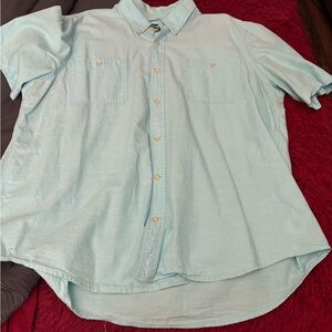 Chaps Light Aqua Button-Up Short Sleeve Shirt
